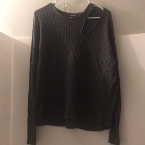 Express top size L long sleeves knit cut out dolman sleeves gray grunge punk
